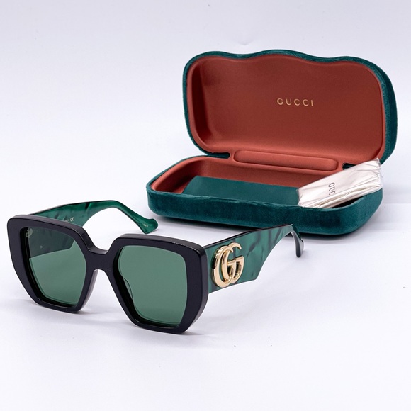 NEW GUCCI GG0956S 001 BLACK GREEN WOMEN’S GUCCI SUNGLASSES NEW COLLECTION